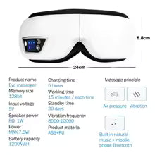 Vibrating Eye Massager with Airbag Compression & Bluetooth