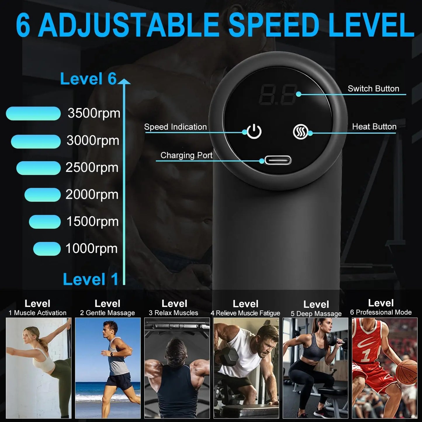 Hot & Cold Percussion Massage Gun — 6 Speeds